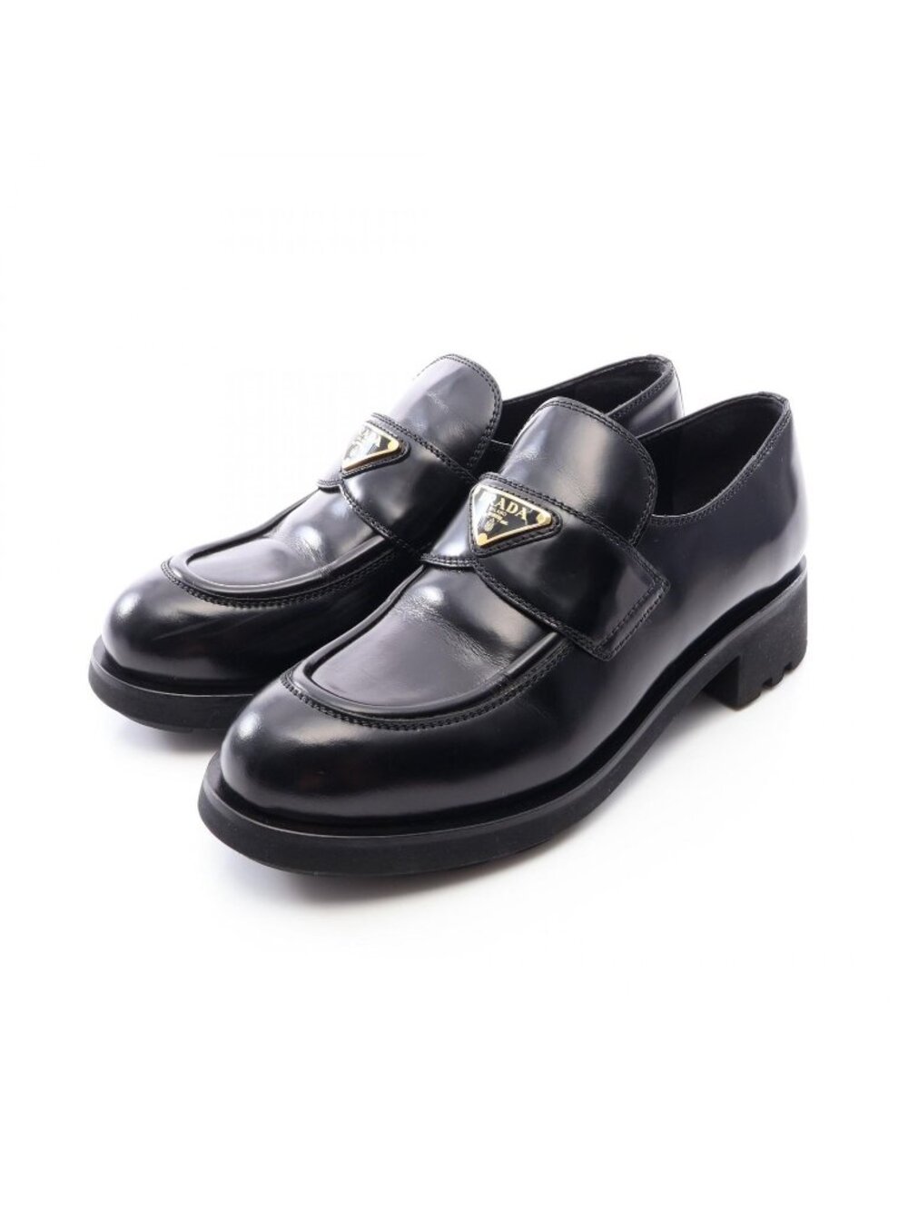 Prada Loafers Triangle Plate Leather
